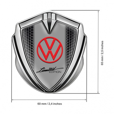 VW Emblem Self Adhesive Silver Metal Texture Frame Limited Edition