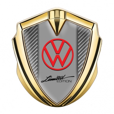 VW Metal Emblem Badge Gold Light Carbon Frame Limited Edition