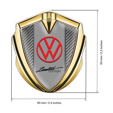 VW Metal Emblem Badge Gold Light Carbon Frame Limited Edition
