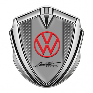 VW Metal Emblem Badge Silver Light Carbon Frame Limited Edition