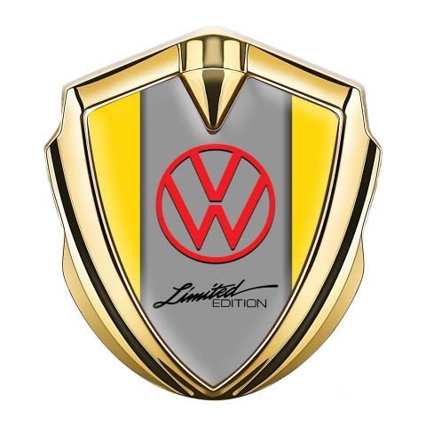 VW Domed Emblem Gold Yellow Sides Limited Edition Design