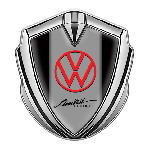 VW Emblem Car Badge Silver Black Frames Limited Edition Motif