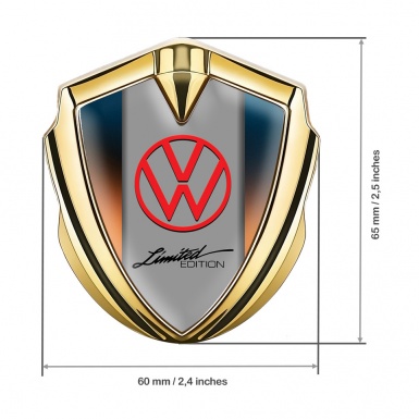 VW Emblem Car Badge Gold Gradient Base Limited Edition Logo