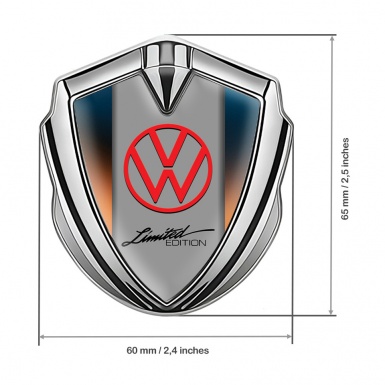 VW Emblem Car Badge Silver Gradient Base Limited Edition Logo