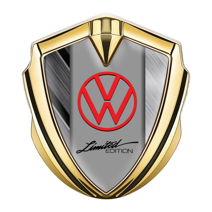 VW Emblem Badge Self Adhesive Gold Brushed Panels Limited Edition