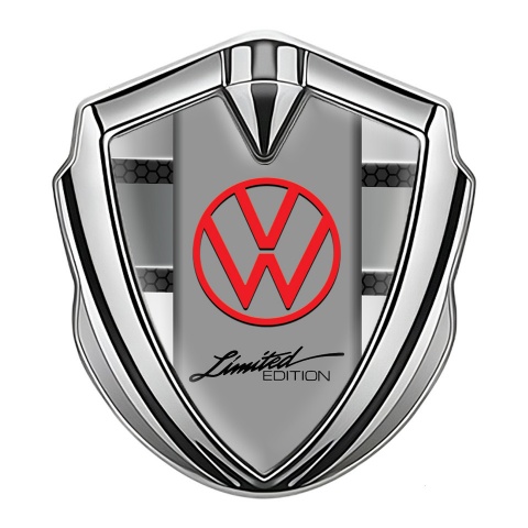 VW Emblem Fender Badge Silver Dark Hex Panels Limited Edition