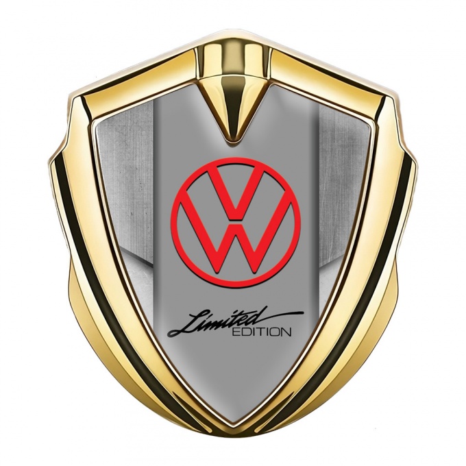VW Fender Emblem Badge Gold Stone Texture Plates Limited Edition