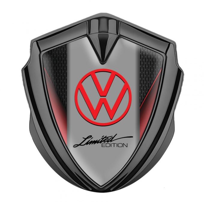 VW Emblem Trunk Badge Graphite Red Fragments Limited Edition Logo