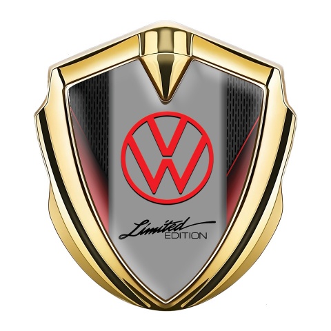 VW Emblem Trunk Badge Gold Red Fragments Limited Edition Logo