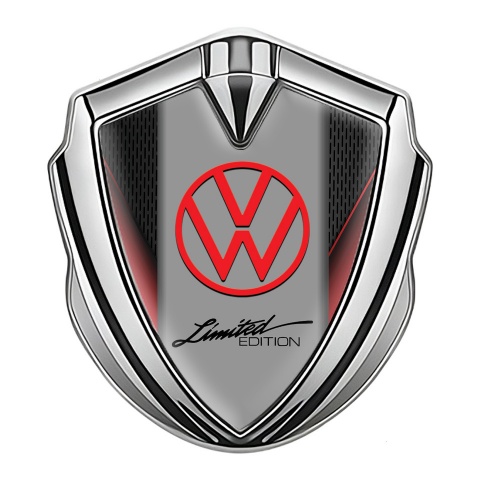 VW Emblem Trunk Badge Silver Red Fragments Limited Edition Logo