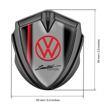 VW Metal Emblem Badge Graphite Crimson Stripe Limited Edition Logo