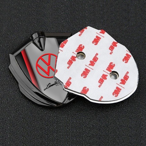 VW Metal Emblem Badge Graphite Crimson Stripe Limited Edition Logo