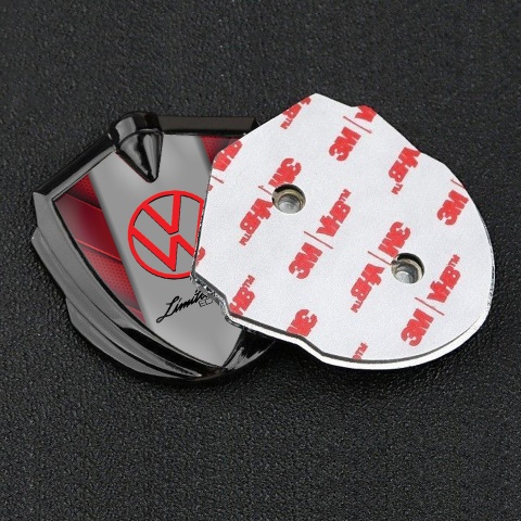 VW Metal Domed Emblem Graphite Red Hex Limited Edition Design
