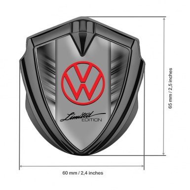 VW Metal Domed Emblem Graphite Grey Stripes Limited Edition Logo