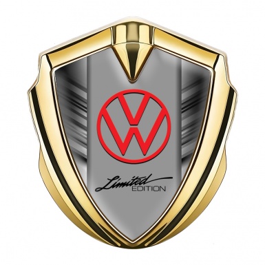 VW Metal Domed Emblem Gold Grey Stripes Limited Edition Logo