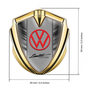 VW Metal Domed Emblem Gold Grey Stripes Limited Edition Logo