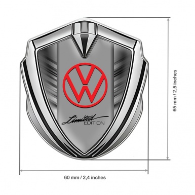 VW Metal Domed Emblem Silver Grey Stripes Limited Edition Logo