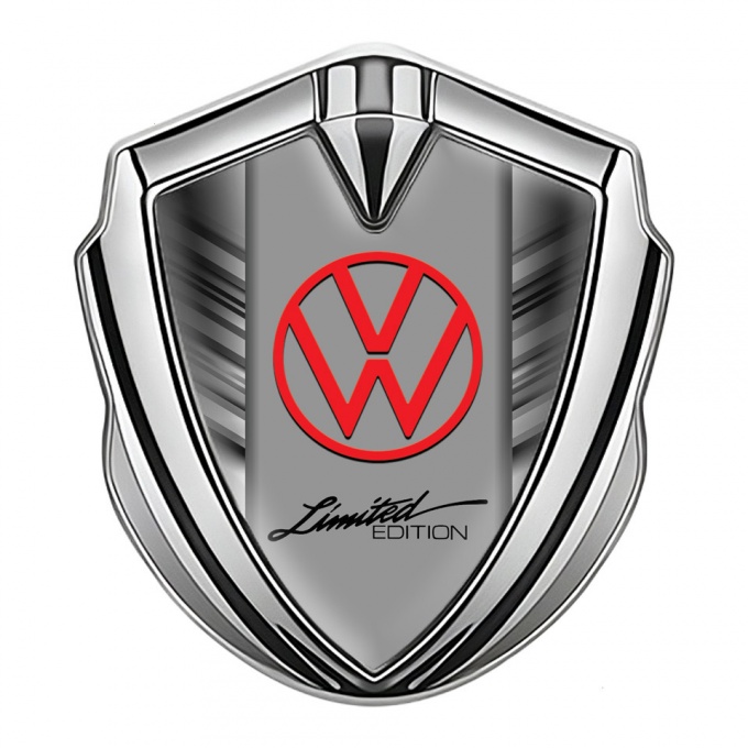 VW Metal Domed Emblem Silver Grey Stripes Limited Edition Logo