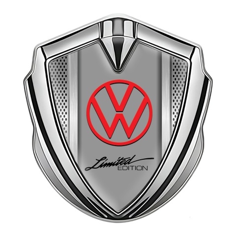 VW Badge Self Adhesive Silver Light Grate Limited Edition Logo