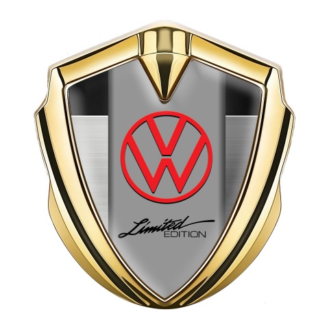 VW Emblem Trunk Badge Gold Polished Steel Limited Edition Logo
