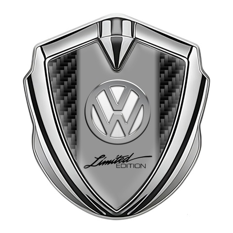 VW Metal Emblem Badge Silver Black Carbon Chrome Limited Edition