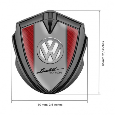 VW Domed Emblem Graphite Red Carbon Chrome Limited Edition