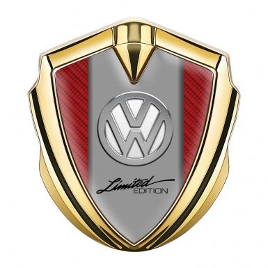 VW Domed Emblem Gold Red Carbon Chrome Limited Edition