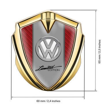VW Domed Emblem Gold Red Carbon Chrome Limited Edition