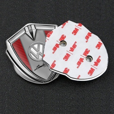 VW Domed Emblem Silver Red Carbon Chrome Limited Edition