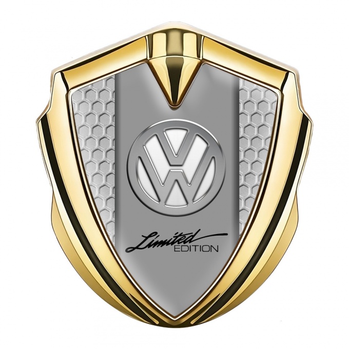 VW Emblem Ornament Gold Honeycomb Chrome Limited Edition Logo