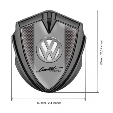 VW Emblem Metal Badge Graphite Brown Carbon Chrome Limited Edition