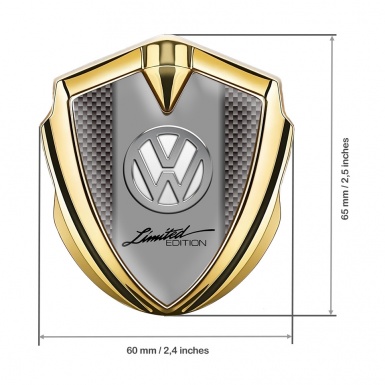 VW Emblem Metal Badge Gold Brown Carbon Chrome Limited Edition