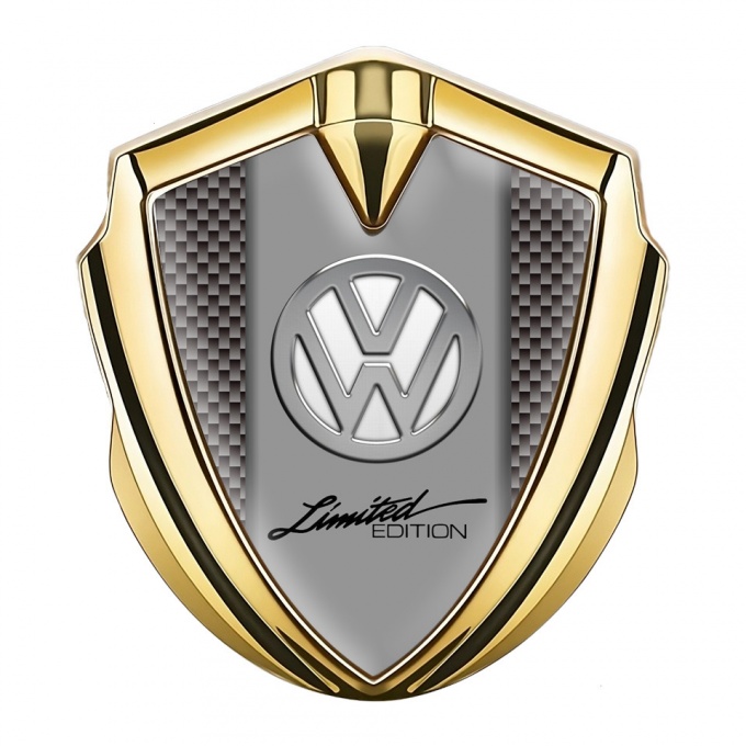 VW Emblem Metal Badge Gold Brown Carbon Chrome Limited Edition