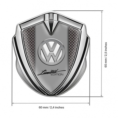 VW Emblem Metal Badge Silver Brown Carbon Chrome Limited Edition