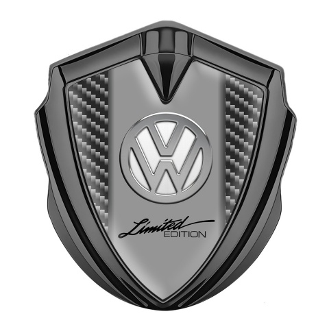 VW Emblem Car Badge Graphite Dark Carbon Chrome Limited Edition