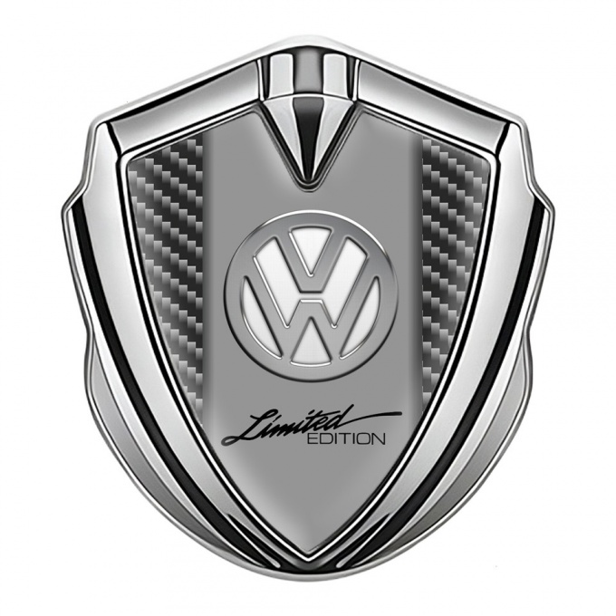 VW Emblem Car Badge Silver Dark Carbon Chrome Limited Edition
