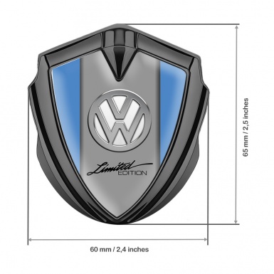 VW Metal Domed Emblem Graphite Blue Frame Chrome Limited Edition