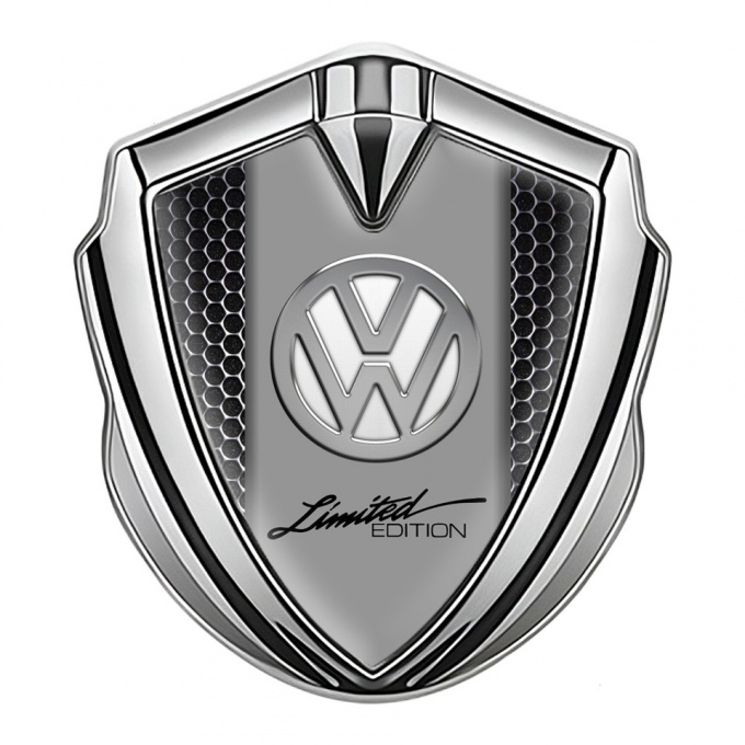 VW Badge Self Adhesive Silver Dark Grate Chrome Limited Edition