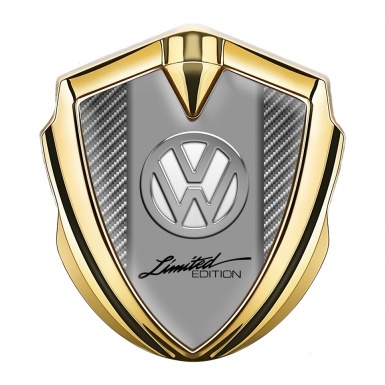 VW Emblem Fender Badge Gold Light Carbon Chrome Limited Edition