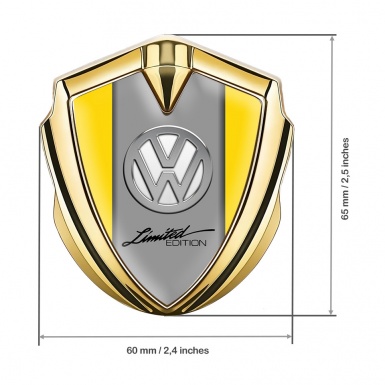 VW Metal Emblem Self Adhesive Gold Yellow Chrome Limited Edition