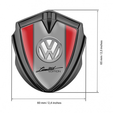 VW Fender Emblem Badge Graphite Red Frame Chrome Limited Edition