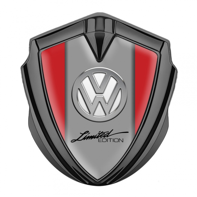 VW Fender Emblem Badge Graphite Red Frame Chrome Limited Edition