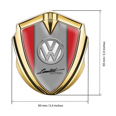 VW Fender Emblem Badge Gold Red Frame Chrome Limited Edition