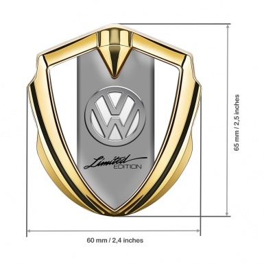 VW Emblem Trunk Badge Gold White Frame Chrome Limited Edition