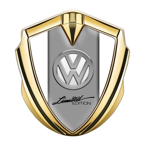 VW Emblem Trunk Badge Gold White Frame Chrome Limited Edition