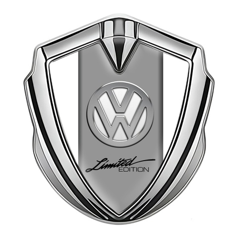 VW Emblem Trunk Badge Silver White Frame Chrome Limited Edition