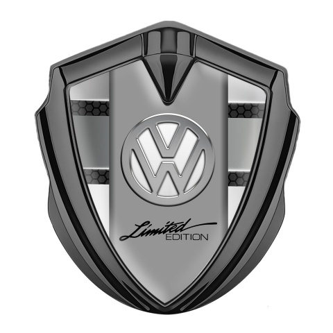 VW Metal Emblem Badge Graphite Dark Hex Chrome Limited Edition