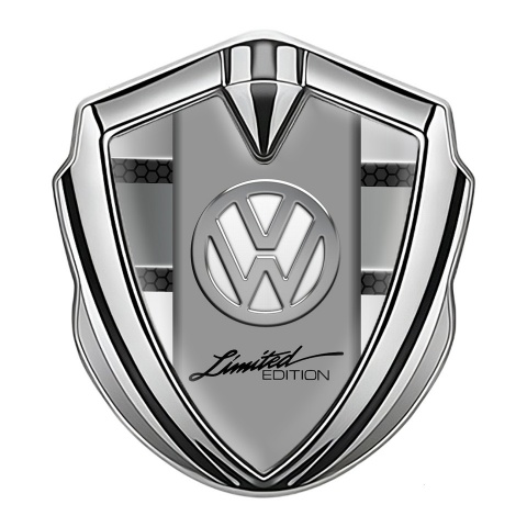 VW Metal Emblem Badge Silver Dark Hex Chrome Limited Edition