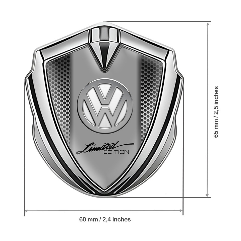 VW Emblem Metal Badge Silver Steel Grate Chrome Limited Edition | Metal ...