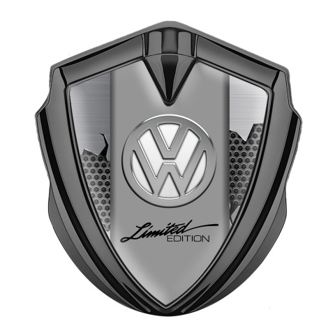 VW Metal Domed Emblem Graphite Broken Steel Chrome Limited Edition